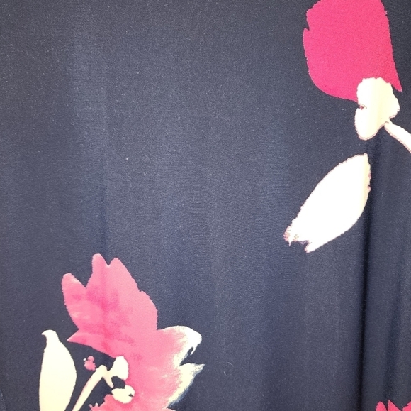 Lauren Ralph Lauren Navy Blue Floral Printed A-Line 3/4 Bell Sleeves 8 - Picture 5 of 12